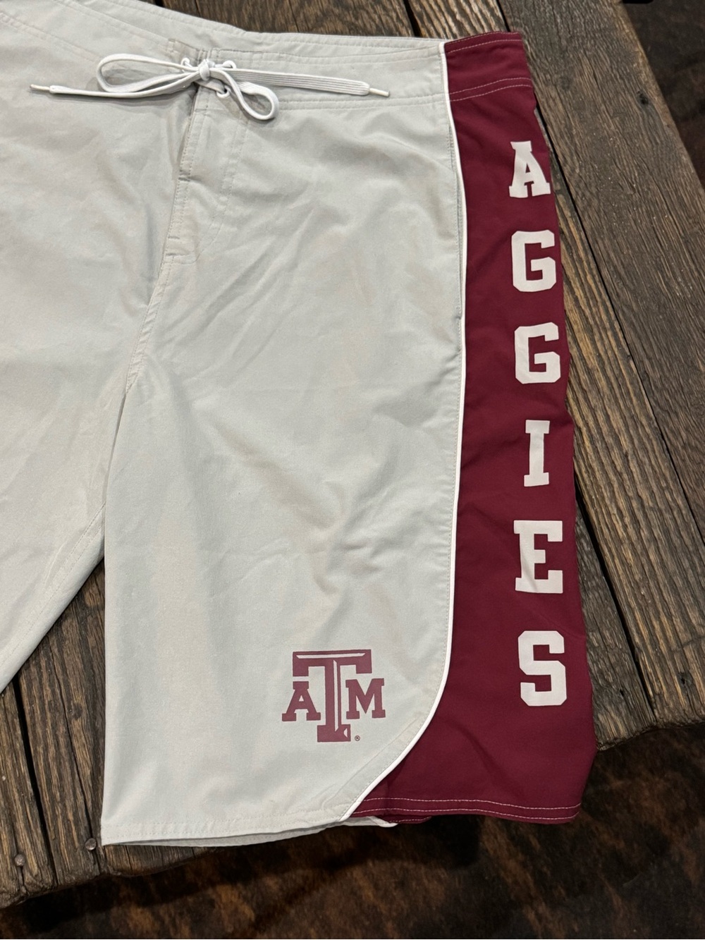 Bumrunners Texas A&M Aggies Men's Gray & Maroon Swim Trunks Board Shorts Size 34
